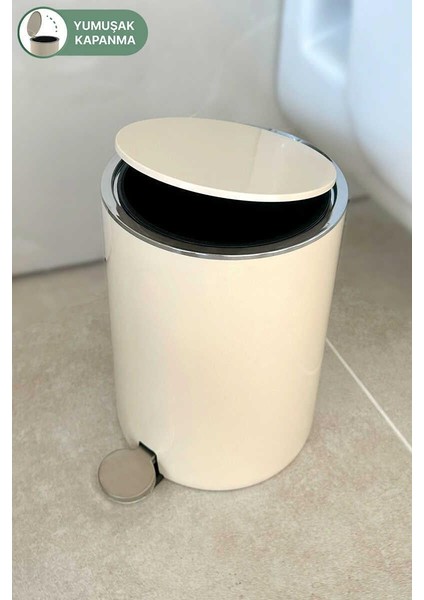 Lenox 5 Lt Pedallı Banyo Mutfak Ofis Çöp Kovası - Bej fırsatları