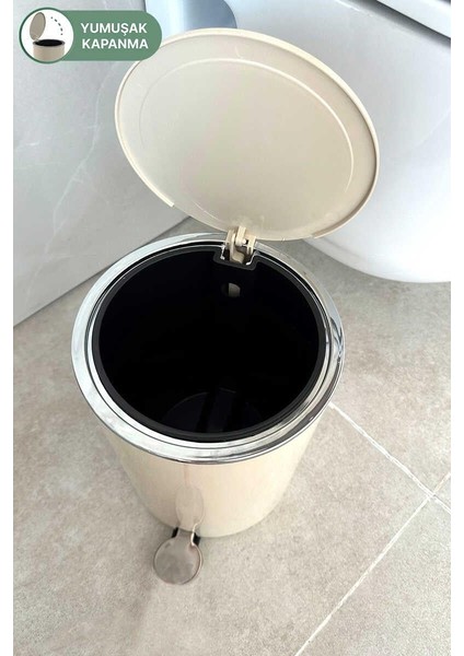 Lenox 5 Lt Pedallı Banyo Mutfak Ofis Çöp Kovası - Bej indirimleri