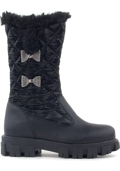 Siyah Uzun Fermuarlı Kurdeleli Kız Çocuk Yağmur Çizmesi fiyatları