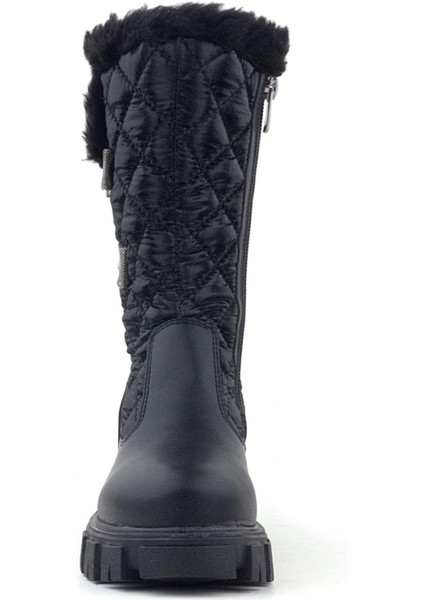 Siyah Uzun Fermuarlı Kurdeleli Kız Çocuk Yağmur Çizmesi modelleri