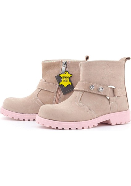 Chiron Hakiki Deri Pembe Fermuarlı Taşlı Kız Çocuk Bot indirimleri