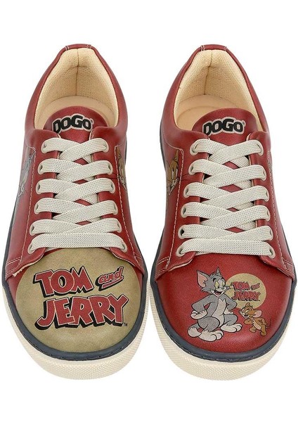 Kadın Vegan Deri Turuncu Sneakers - Warner Bros Tom ve Jerry Tasarım fiyatları