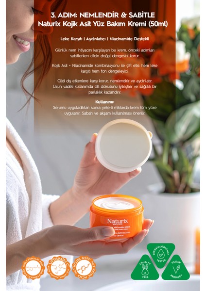 Kojik Asitli 3'lü Leke Karşıtı Bakım Seti | Yüz Temizleme Jeli 250 ml + Serum 30 ml + Krem 50 Ml