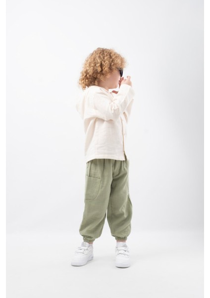 Kapüşonlu Gömlekli ve Yandan Cepli Pantolonlu Müslin Takım fiyatları