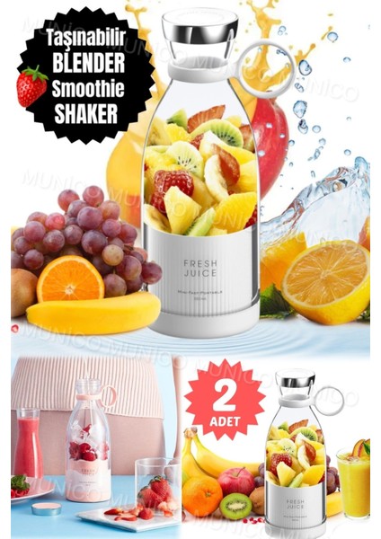 Çiftli Kablosuz Taşınabilir Meyve ve Kokteyl Seti, Çok Fonksiyonlu, Büyük Kapasiteli