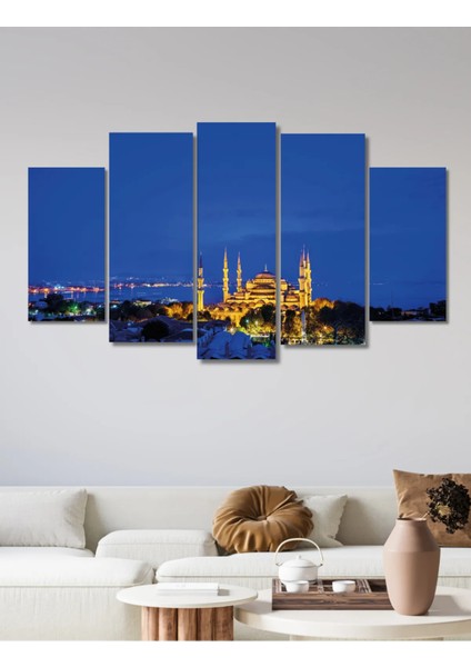 5 Parça Ahşap Istanbul Süleymaniye Camii Duvar Dekoru Salon Oturma Odası Için 110X60 Dini Tablo Seti modelleri