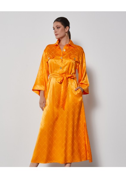Kadın Midi Elbise - Gold Düğme Detaylı - Kemerli - Zarif ve Şık - Günlük ve Özel Gün Için Elbise fiyatları