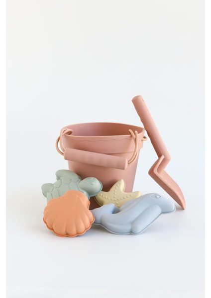 Silikon Banyo ve Plaj Kova Seti - Sağlıklı ve Doğal Çocuk Oyun Seti- Sütlü Kahve