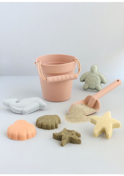 Silikon Banyo ve Plaj Kova Seti - Sağlıklı ve Doğal Çocuk Oyun Seti- Sütlü Kahve fırsatları