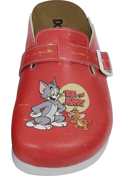 Kadın Vegan Deri Turuncu Terlik - Warner Bros Tom ve Jerry Tasarım indirimleri