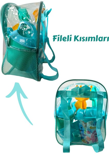 Sırt Çantalı 8 Parça Plaj Deniz Kum Kovası Kova Kürek Tırmık Suluk Seti indirimleri