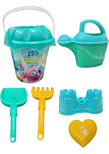 Sırt Çantalı 8 Parça Plaj Deniz Kum Kovası Kova Kürek Tırmık Suluk Seti