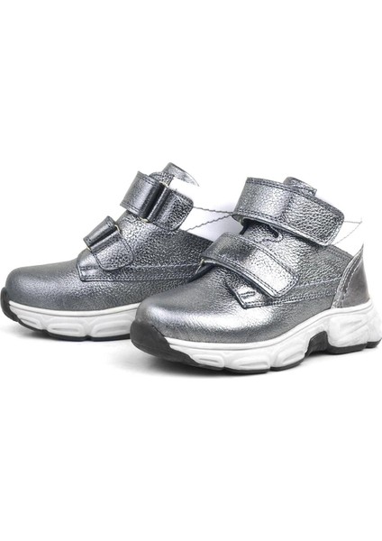 Hakiki Deri Platin Gri Cırtlı Kürklü Kız Çocuk Spor Bot fırsatları
