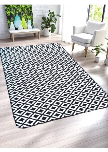 Staywithlove Kilim Saçaksız Dokuma Kilim Robot Süpürgeye Uygun Çift Taraflı Kullanılabilir Çamaşır Makinesinde Yıkanabilir