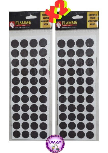 Masa Sandalye Tv Bilgisayar Keçesi Zemin Koruyucu Yuvarlak Yapışkanlı Keçe 2 Paket (21 Mm)