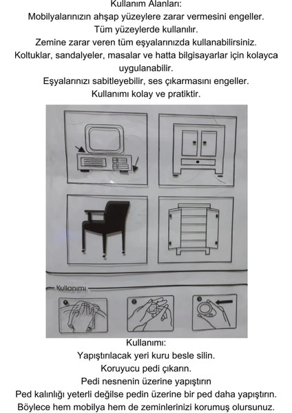 Masa Sandalye Tv Bilgisayar Keçesi Zemin Koruyucu Yuvarlak Yapışkanlı Keçe 2 Paket (21 Mm)