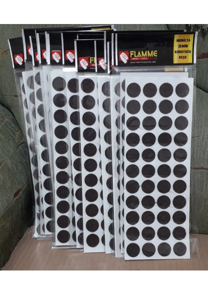 Masa Sandalye Tv Bilgisayar Keçesi Zemin Koruyucu Yuvarlak Yapışkanlı Keçe 2 Paket (21 Mm)