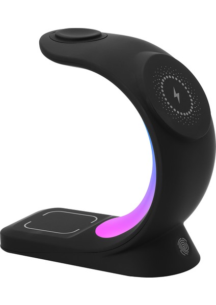 SL-CW20 Telefon, Saat, Kulaklık Uyumlu 15W Siyah Rgb Kablosuz Şarj Cihazı fiyatları