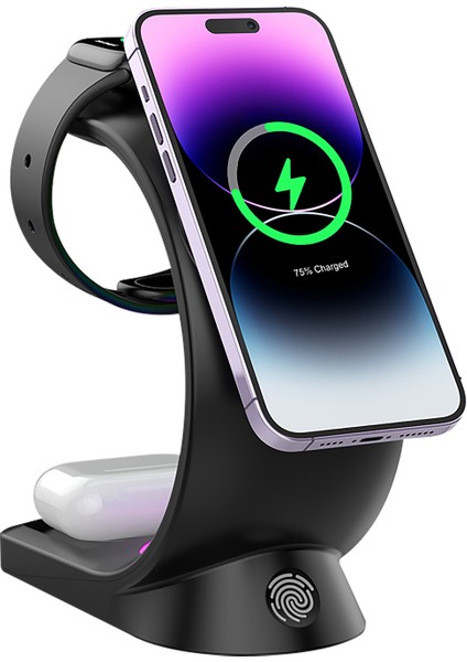 SL-CW20 Telefon, Saat, Kulaklık Uyumlu 15W Siyah Rgb Kablosuz Şarj Cihazı modelleri