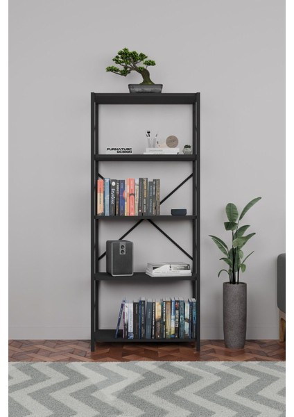 Metal Kitaplık 5 Raflı Dekoratif Kitaplık 150 cm - Siyah modelleri