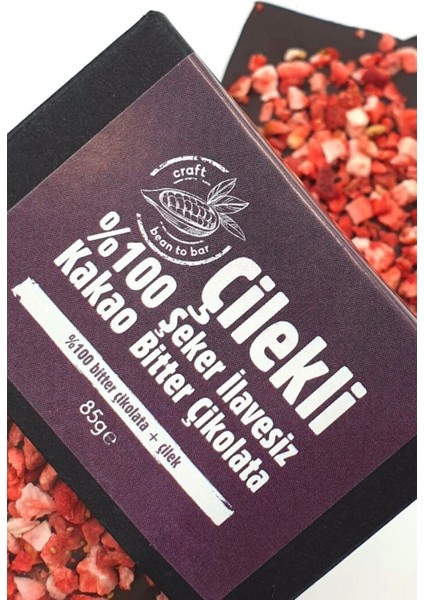 İkili Avantaj Paket Kakao Çilekli Şeker İlavesiz Bitter Çikolata 85 g x 2 Adet modelleri