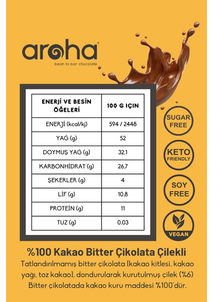 İkili Avantaj Paket Kakao Çilekli Şeker İlavesiz Bitter Çikolata 85 g x 2 Adet indirimleri