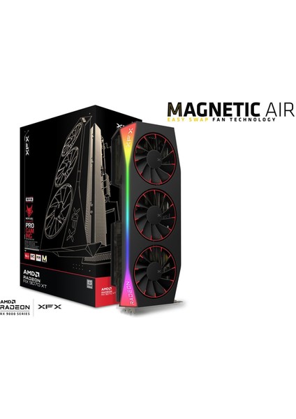 Mercury Amd Radeon Rx 9070XT Oc Magnetic Air Edition With Rgb 16GB Gddr6 HDMI 3 Fan