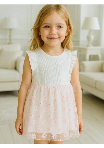 Kız Çocuk Çiçek Desenli Elbise
