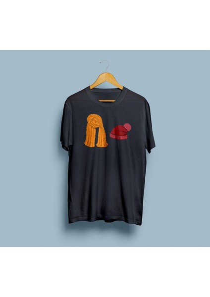 Oversize Atkı Şapka Tasarım Unisex T-Shirt