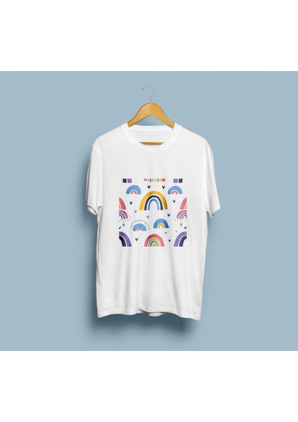 Oversize Premium Renkli Semboller Vektör Çizim Unisex T-Shirt