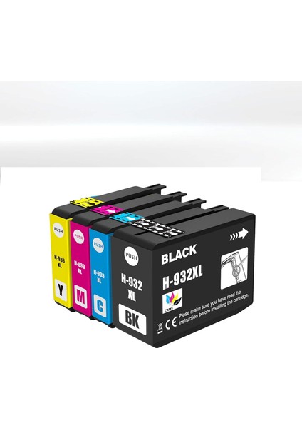 932XL 933XL Hp Office Jet 6100/6600/6700/7110/7510/7610/7612 Yazıcı Uyumlu 4 Renk Muadil Kartuş Seti