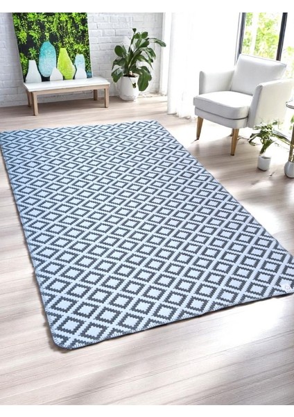 Staywithlove Kilim Saçaksız Dokuma Kilim Robot Süpürgeye Uygun Çift Taraflı Kullanılabilir Çamaşır Makinesinde Yıkanabilir