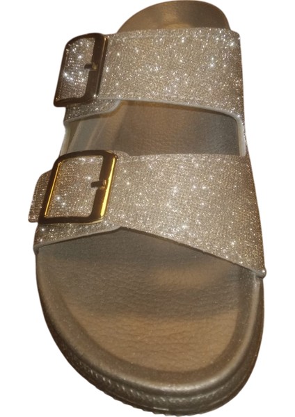 Elegance Zenne 7324 Monta Çift Toka Kutulu Günlük Terlik Altın modelleri