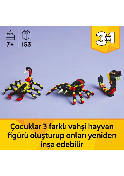 Creator 3’ü 1 Arada Vahşi Hayvanlar: Şaşırtıcı Örümcek 31159-7 Yaş ve ÜZERI(153 Parça)