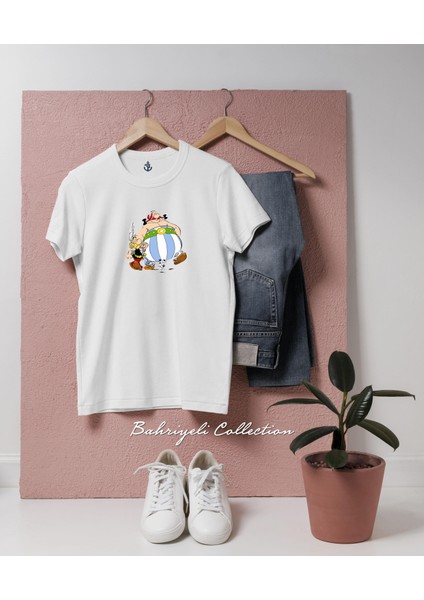 Oversize Obelix Asterix And Their Friends Tasarımlı Unisex T-Shirt