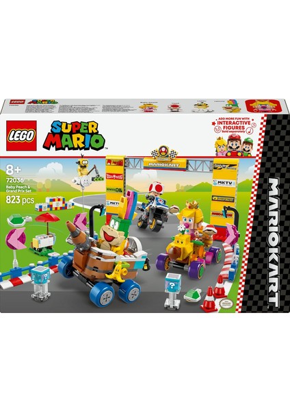 Super Mario: Mario Kart – Baby Peach ve Grand Prix Seti 72036, 8 Yaş ve Üzeri (823 Parça) modelleri
