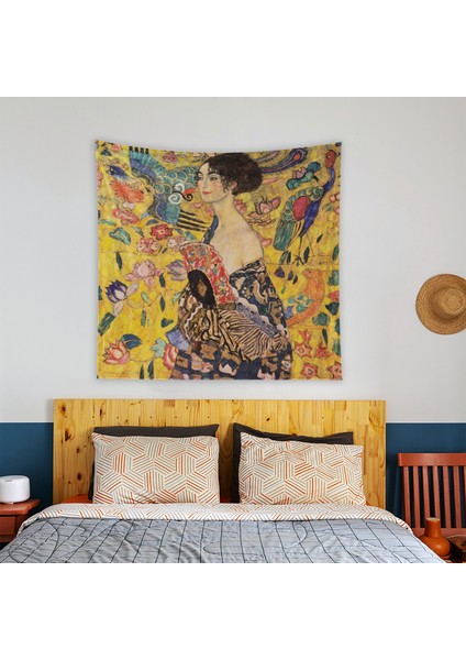 Lady With A Fan Duvar Örtüsü - 135 cm x 135 cm