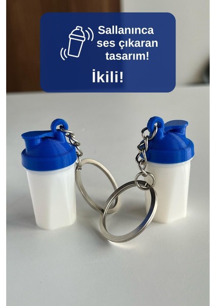 Beyaz Mavi Sallanan Sesli Anahtarlık, 2'li Paket, PLA Malzeme