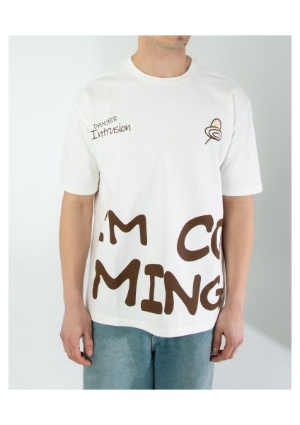 Oversıze Unisex Baskılı T-Shırt Intrusıon Ecrou fiyatları