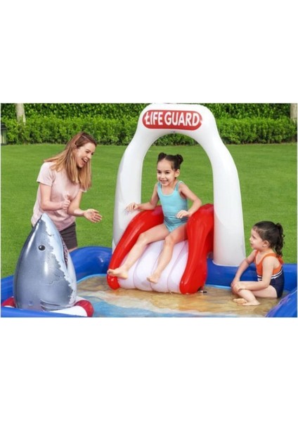 53079 Köpek Balığı Temalı Kaydıraklı, Fıskiyeli Havuz, 234 x 203 x 129CM indirimleri