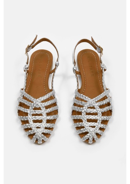 Sandra Gümüş Hakiki Deri Kadın Sandalet modelleri