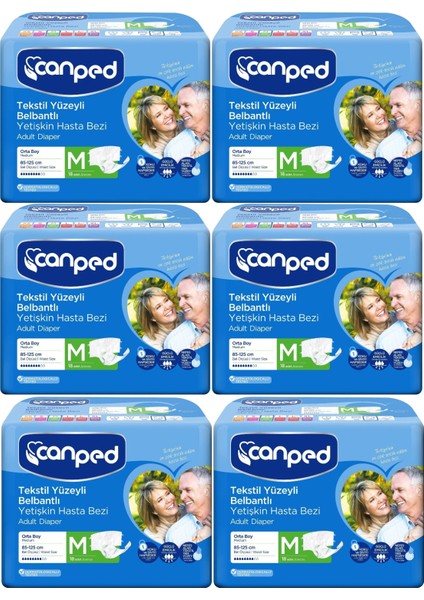 Hasta Bezi Yetişkin Bel Bantlı Tekstil Yüzey M-Orta Boy 108 (6pk*18)