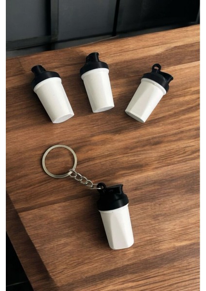 Şık Siyah Protein Shake Anahtarlık, kullanışlı ve hafif tasarım
