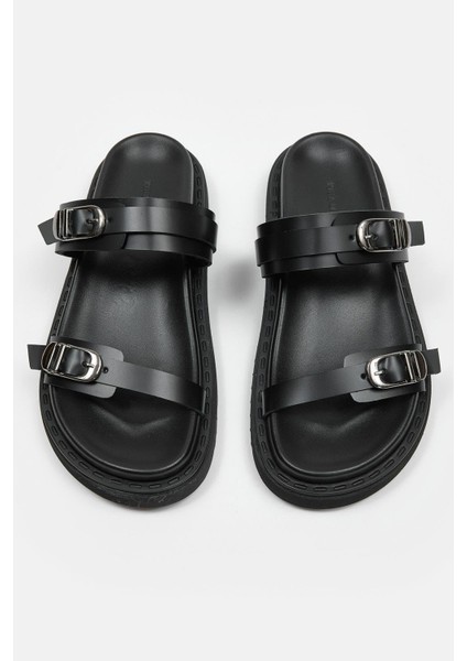 Halsey Siyah Hakiki Deri Kadın Terlik fiyatları