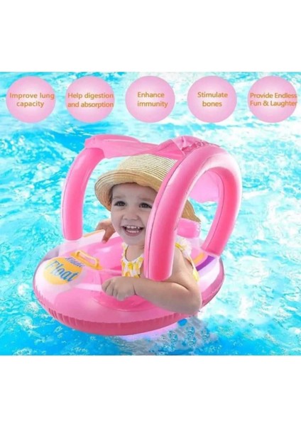 Pembee 0-5 Yaş Şişme Oturaklı Gölgelikli Bebe Flotörü Bebek Simidi Gölgelikli Deniz Plaş Malzemesi
