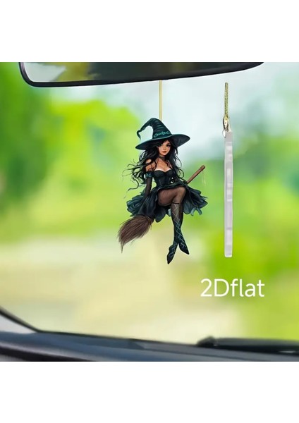 Dikiz Aynası Araba Süsü 2 Boyutlu Süpürgeli Cadı