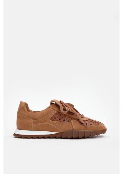 Minova Turuncu Hakiki Deri Kadın Sneaker
