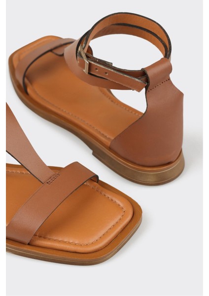 Taba Deri Kadın Düz Sandalet indirimleri