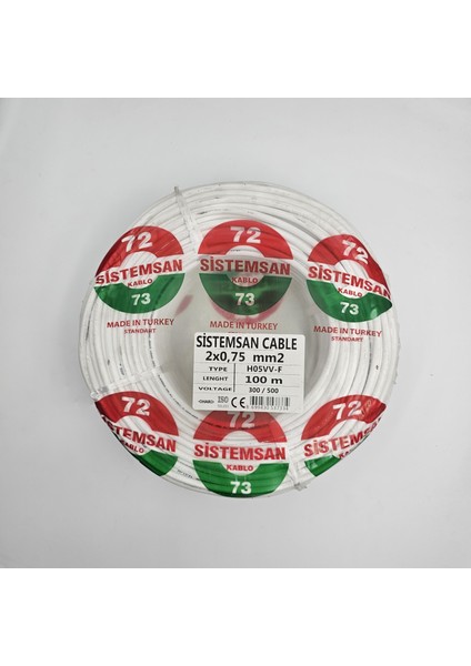 2*0,75 Ttr Kablo 100 Metre (H05VV-F)