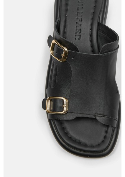 Marcia Siyah Hakiki Deri Kadın Terlik modelleri